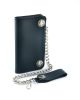 BWC232 Buffalo Nickel Snap Black Leather Long Bi-Fold Biker Wallet
