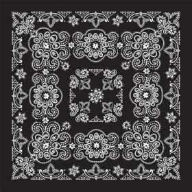 BD2508 Bandana Texas Paisley Black [27" x27"]