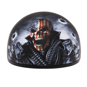 DOT Approved Daytona Motorcycle Half Face Helmet - Skull Cap Graphics for Men & Women, Scooters, ATVs, UTVs & Choppers - W/ Come Get 'Em (size: L)
