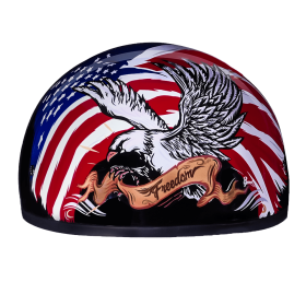 DOT Approved Daytona Motorcycle Half Face Helmet - Skull Cap Graphics for Men & Women, Scooters, ATVs, UTVs & Choppers - W/ Freedom 2.0 (size: XL)