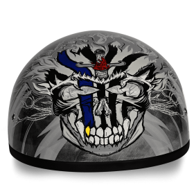 DOT Approved Daytona Motorcycle Half Face Helmet - Skull Cap Graphics for Men & Women, Scooters, ATVs, UTVs & Choppers - W/ Thunder (size: L)