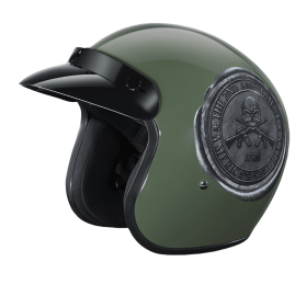 DOT Approved Daytona Cruiser Open Face Motorcycle Helmet - Men, Women & Youth - With Visor & Graphics - W/ 2nd Amendment Seal (size: L)