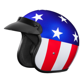 DOT Approved Daytona Cruiser Open Face Motorcycle Helmet - Men, Women & Youth - With Visor & Graphics - W/ Captain America (size: L)