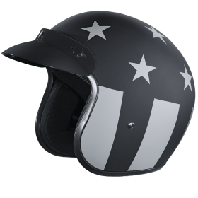 DOT Approved Daytona Cruiser Open Face Motorcycle Helmet - Men, Women & Youth - With Visor & Graphics - W/ Captain America Stealth (size: L)
