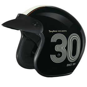 DOT Approved Daytona Cruiser Open Face Motorcycle Helmet - Men, Women & Youth - With Visor & Graphics - W/ Daytona 30th (size: L)