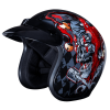 DOT Approved Daytona Cruiser Open Face Motorcycle Helmet - Men, Women & Youth - With Visor & Graphics - W/ Joker