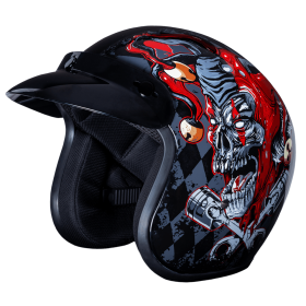 DOT Approved Daytona Cruiser Open Face Motorcycle Helmet - Men, Women & Youth - With Visor & Graphics - W/ Joker (size: XS)