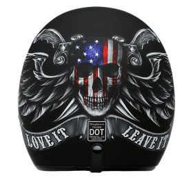 DOT Approved Daytona Cruiser Open Face Motorcycle Helmet - Men, Women & Youth - With Visor & Graphics - W/ Love It (size: XS)