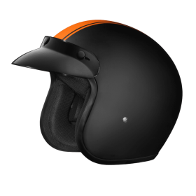 DOT Approved Daytona Cruiser Open Face Motorcycle Helmet - Men, Women & Youth - With Visor & Graphics - W/ Orange Pin Stripe (size: L)
