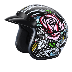 DOT Approved Daytona Cruiser Open Face Motorcycle Helmet - Men, Women & Youth - With Visor & Graphics - W/ Tribal (size: XL)