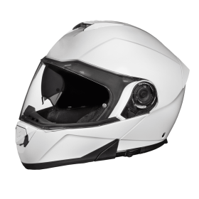 Daytona Glide Modular Motorcycle Helmet - DOT Approved, Bluetooth Ready, Dual Visor, Men/Women/Youth - Hi-Gloss White (size: M)