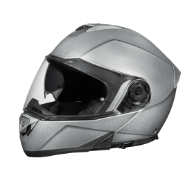 Daytona Glide Modular Motorcycle Helmet - DOT Approved, Bluetooth Ready, Dual Visor, Men/Women/Youth- Silver Metallic (size: 4XL)