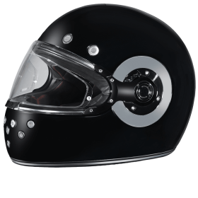 DOT Daytona Retro Full Face Motorcycle Helmet: Vintage Style for Men, Women, & Youth - Hi-Gloss Black w/ Chrome Accents (size: M)