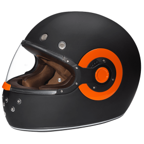 DOT Daytona Retro Full Face Motorcycle Helmet: Vintage Style for Men, Women, & Youth - Dull Black W/ Orange Accents (size: M)