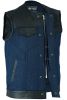 DM933 Men's Leather/Denim Combo Vest (Black/Broken Blue)