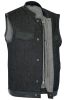 DM962 Men's Rough Rub-Off Raw Finish Denim Vest W/Leather Trim - Scoo
