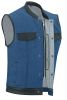 DM961 Men's Broken Blue RoughRub-Off Raw Finish Denim Vest W/Leather