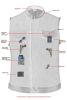 DM964 Women's Broken Blue Rough Rub-Off Raw Finish Denim Vest W/Leath
