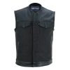 DM901   Men's Leather/Denim Combo Vest Without Collar