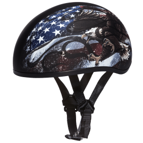 DOT Approved Daytona Motorcycle Half Face Helmet - Skull Cap Graphics for Men & Women, Scooters, ATVs, UTVs & Choppers - W/ USA (size: 2XS)