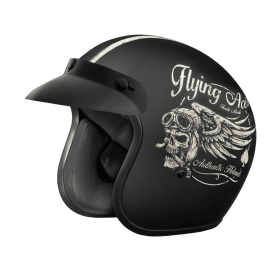 DOT Approved Daytona Cruiser Open Face Motorcycle Helmet - Men, Women & Youth - With Visor & Graphics - W/ Flying Ace's (size: XS)