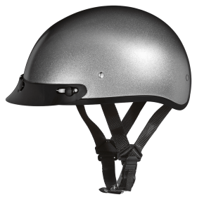 DOT Approved Daytona Skull Cap Half Shell Motorcycle Helmet - Beanie Style for Motorcycles, Cruisers, Scooters, and Mopeds - Silver Metallic (size: M)