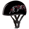 DOT Approved Daytona Motorcycle Half Face Helmet - Skull Cap Graphics for Men & Women, Scooters, ATVs, UTVs & Choppers - W/ Barbed Roses