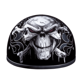 DOT Approved Daytona Motorcycle Half Face Helmet - Skull Cap Graphics for Men & Women, Scooters, ATVs, UTVs & Choppers - W/ Cross Bones (size: L)