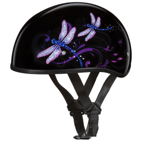 DOT Approved Daytona Motorcycle Half Face Helmet - Skull Cap Graphics for Men & Women, Scooters, ATVs, UTVs & Choppers - W/ Dragonfly (size: M)