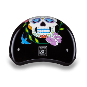 DOT Approved Daytona Motorcycle Half Face Helmet - Skull Cap Graphics for Men & Women, Scooters, ATVs, UTVs & Choppers - W/ Diamond Skull (size: 2XS)