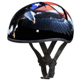 DOT Approved Daytona Motorcycle Half Face Helmet - Skull Cap Graphics for Men & Women, Scooters, ATVs, UTVs & Choppers - W/ Freedom (size: 2XS)