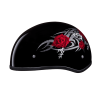 DOT Approved Daytona Motorcycle Half Face Helmet - Skull Cap Graphics for Men & Women, Scooters, ATVs, UTVs & Choppers - W/ Rose
