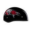 DOT Approved Daytona Motorcycle Half Face Helmet - Skull Cap Graphics for Men & Women, Scooters, ATVs, UTVs & Choppers - W/ Rose