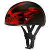 DOT Approved Daytona Motorcycle Half Face Helmet - Skull Cap Graphics for Men & Women, Scooters, ATVs, UTVs & Choppers - W/ Skull Flames Red