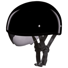 D.O.T. Daytona Skull Cap W/ Inner Shield- Hi-Gloss Black (size: XL)