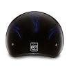 DOT Approved Daytona Motorcycle Half Face Helmet - Skull Cap Graphics for Men & Women, Scooters, ATVs, UTVs & Choppers - W/ Skull Flames Blue