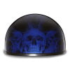 DOT Approved Daytona Motorcycle Half Face Helmet - Skull Cap Graphics for Men & Women, Scooters, ATVs, UTVs & Choppers - W/ Skull Flames Blue