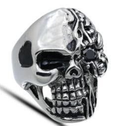 R176 Stainless Steel Half Face Biker Ring (size: Size 10)