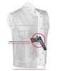 DS164 Men's Paisley Black Leather Motorcycle Vest with White Stitchin