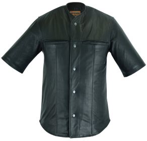 DS775 Leather Baseball Motorcycle Shirt (size: M)