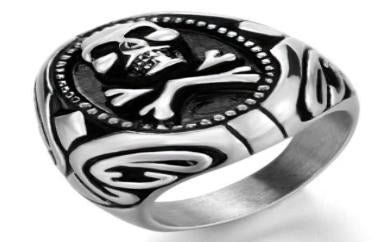 R195 Stainless Steel Poison Ivy Biker Ring (size: Size 9)