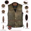 DS107 Men&#039;s Antique Brown Single Back Panel Concealed Carry Vest