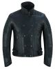 Shadow Queen Women's Black Fashion Leather Jacket with Ribbed Accents