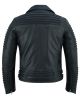 Shadow Queen Women's Black Fashion Leather Jacket with Ribbed Accents