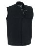 DM989BK Concealed Snap Closure, Denim Material, Scoop Collar & Hidden